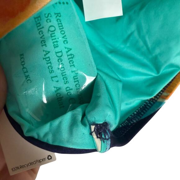 La Blanca Sunshine Navy Peach Halter Fruit Floral 2 Piece Bikini Swimsuit Set 8 - Picture 7 of 12